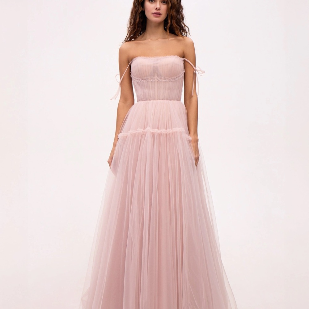 Chic Strapless Blush Tulle Gown